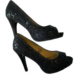 Transit sequin black heels size 8